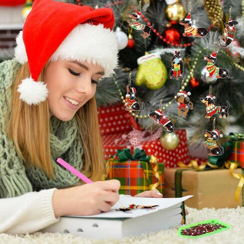 20 جهاز كمبيوتر شخصى عيد الميلاد الكلب الألماني اللوحة سلسلة المفاتيح مجموعات مزدوجة من جانب الكلب الألماني سلاسل المفاتيح 5D الماس الفن المعلقات لطيف الكلب شنقا الماس الفن لعيد ميلاد حزب ديكور DIY الحلي in Kuwait