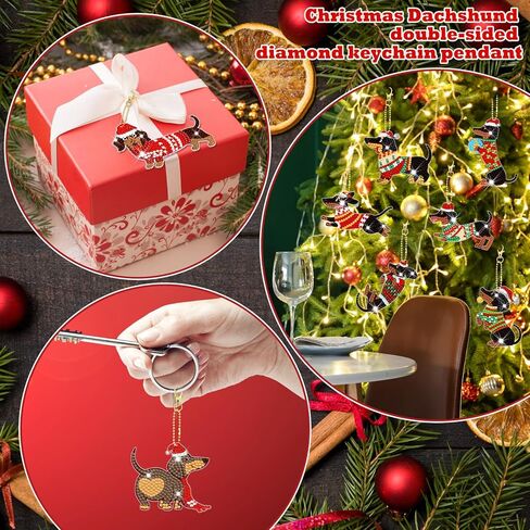 20 جهاز كمبيوتر شخصى عيد الميلاد الكلب الألماني اللوحة سلسلة المفاتيح مجموعات مزدوجة من جانب الكلب الألماني سلاسل المفاتيح 5D الماس الفن المعلقات لطيف الكلب شنقا الماس الفن لعيد ميلاد حزب ديكور DIY الحلي in Kuwait