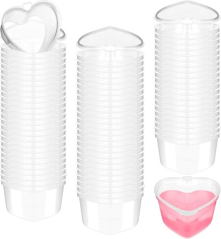 Layhit 100 Pcs Valentine's Day Heart Shaped Storage Containers 1.7 Oz Plastic Mini Heart Box Clear Food Storage Containers with Lids Portion Cups for DIY Craft Making Liquid Foam Ball Soft Clay in Saudi Arabia