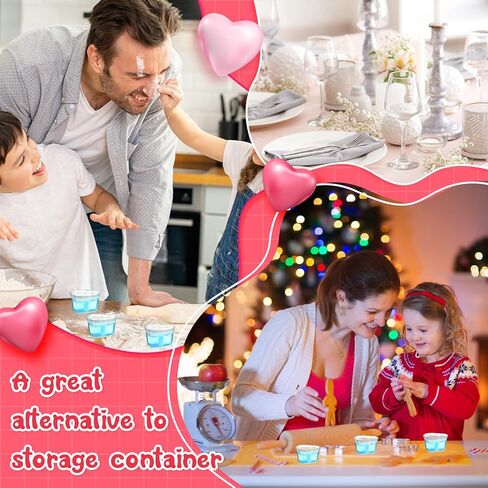 Layhit 100 Pcs Valentine's Day Heart Shaped Storage Containers 1.7 Oz Plastic Mini Heart Box Clear Food Storage Containers with Lids Portion Cups for DIY Craft Making Liquid Foam Ball Soft Clay in Saudi Arabia