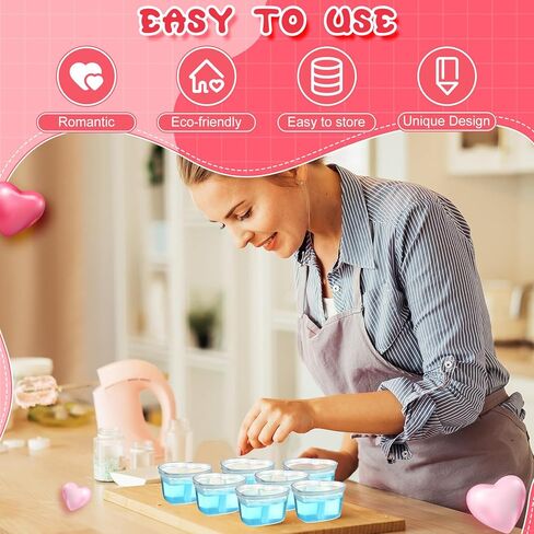 Layhit 100 Pcs Valentine's Day Heart Shaped Storage Containers 1.7 Oz Plastic Mini Heart Box Clear Food Storage Containers with Lids Portion Cups for DIY Craft Making Liquid Foam Ball Soft Clay in Saudi Arabia