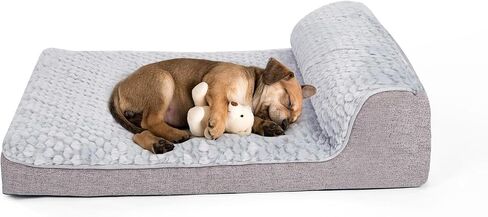 سرير كلب لتقويم العظام من OWNPETS مع وسادة للكلاب المتوسطة الحجم ومسند للكلب وأريكة وأريكة لقفص مع غطاء إسفنجي لصندوق البيض وغطاء قابل للغسل وقاعدة مضادة للانزلاق للكلاب المتوسطة، 28 بوصة × 23 بوصة × 5 بوصة رمادي in Saudi Arabia