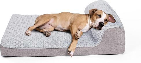 سرير كلب لتقويم العظام من OWNPETS مع وسادة للكلاب المتوسطة الحجم ومسند للكلب وأريكة وأريكة لقفص مع غطاء إسفنجي لصندوق البيض وغطاء قابل للغسل وقاعدة مضادة للانزلاق للكلاب المتوسطة، 28 بوصة × 23 بوصة × 5 بوصة رمادي in Saudi Arabia