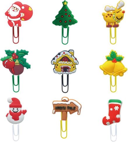 12Pcs Cute Christmas Paperclips Bookmark Cartoon Xmas Bookmarks with Colorful Paperclip for Pagination Organize Folder Paper Clips Bookmarks for Christmas Gifts (12Pcs Christmas) in Saudi Arabia