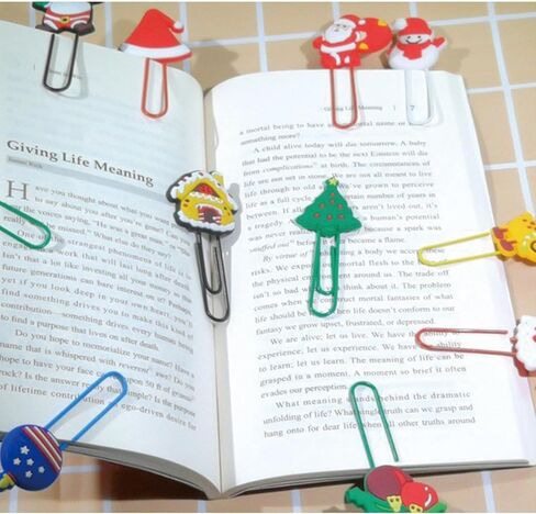 12Pcs Cute Christmas Paperclips Bookmark Cartoon Xmas Bookmarks with Colorful Paperclip for Pagination Organize Folder Paper Clips Bookmarks for Christmas Gifts (12Pcs Christmas) in Saudi Arabia