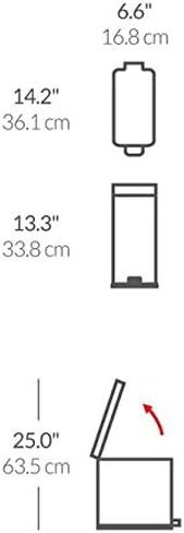 simplehuman 10 Liter / 2.6 Gallon Bathroom Slim Profile Trash Can, Brushed Stainless Steel with Plastic Lid in Kuwait