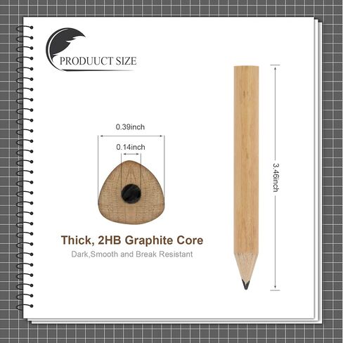 أقلام رصاص قصيرة مثلثة الشكل للأطفال للكتابة والرسم، أقلام رصاص سميكة 3.5 بوصة لمرحلة ما قبل المدرسة والأطفال الصغار ورياض الأطفال مع مبراة ممحاة (عبوة من 5) (لون الخشب) in Kuwait
