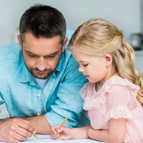 أقلام رصاص قصيرة مثلثة الشكل للأطفال للكتابة والرسم، أقلام رصاص سميكة 3.5 بوصة لمرحلة ما قبل المدرسة والأطفال الصغار ورياض الأطفال مع مبراة ممحاة (عبوة من 5) (لون الخشب) in Kuwait