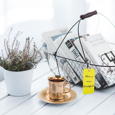200 Pieces Blank Yellow Tag Shipping Tags 1.97 x 3.93 Inches Tags with Wire Paper Tags Gift Tags with Ribbon with Strings with Reinforced Fiber Patch. (Yellow) in Saudi Arabia