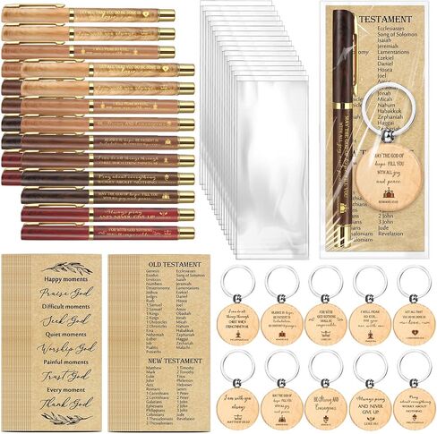 20 Sets Christmas Christian Gift Bulk Bible Verse Pens Inspirational Bookmarks and Wooden Keychains Religious Scripture Gifts for Sunday School Baptism Church(Multicolor,Wood Grain) in Saudi Arabia