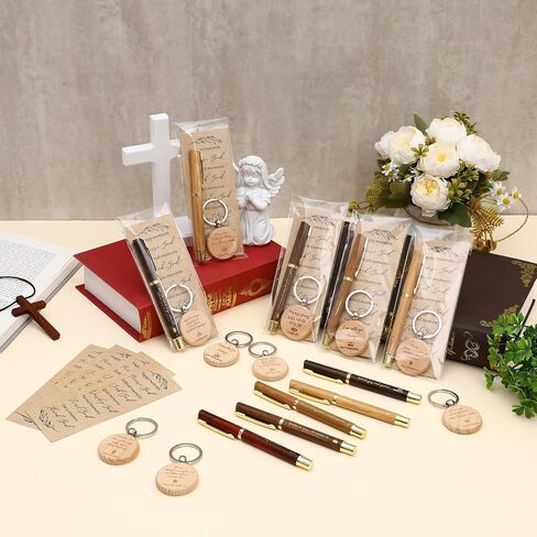 20 Sets Christmas Christian Gift Bulk Bible Verse Pens Inspirational Bookmarks and Wooden Keychains Religious Scripture Gifts for Sunday School Baptism Church(Multicolor,Wood Grain) in Saudi Arabia