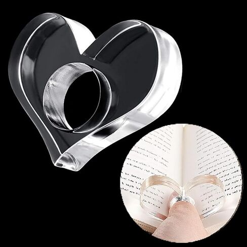 Thumb Book Page Holder for Reading, Finger Book Opener Holder for One-Handed Reading, Heart-Shaped Transparent Mini Bookmark Reading Accessories Small Gifts for Book Lovers Readers in Saudi Arabia