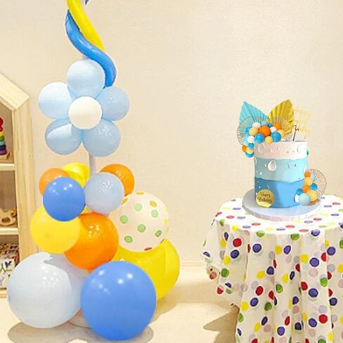 Blue White Gold Balls Cake Toppers Balls Birthday Cake Decorations for Birthday Boho Wedding Baby Shower Party Decoration (Blue White Gold) in Saudi Arabia