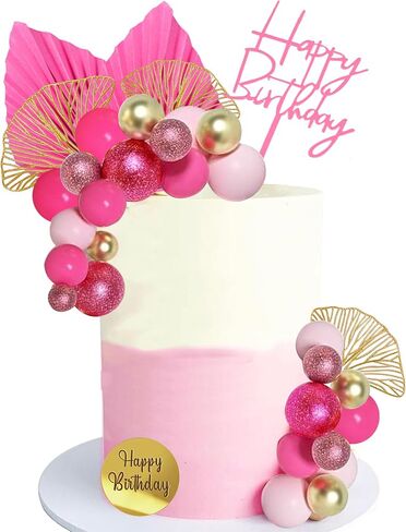 Blue White Gold Balls Cake Toppers Balls Birthday Cake Decorations for Birthday Boho Wedding Baby Shower Party Decoration (Blue White Gold) in Saudi Arabia