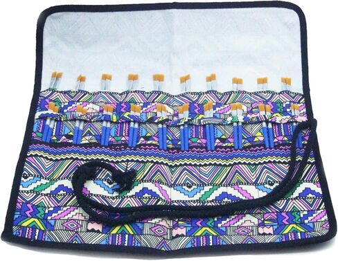 حامل فرشاة طلاء فني مكون من قطعتين، حقيبة تنظيم تخزين فاخرة على الطراز البوهيمي، حقيبة قابلة للطي، تحمي فرش طلاء الألوان المائية الزيتية من الأكريليك للفنان (20 جيبًا بفتحة) in Kuwait