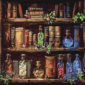 مجموعة طلاء رف الكتب بالأرقام للبالغين المبتدئين، طلاء للكبار بسهولة بالأرقام، رف وعاء الكتب، طلاء حسب الرقم بدون إطار ديكور جدار المنزل 16 × 16 بوصة in Kuwait