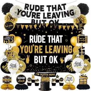 Farewell Decorations Party for Men Women, Rude That You're Leaving But OK Banner Backdrop Honeycomb Centerpiece, We Will Miss You Decorations Going Away Party Decorations