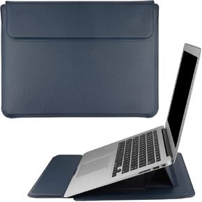 15.6 Inch Laptop Sleeve Case PU Leather Case Compatible with MacBook Pro 16 2021 & 2019 A2141/ASUS Vivobook 15/HP 15.6" Laptop PC/MacBook Pro 15/Surface Laptop 3, Sleeve Pouch Navy