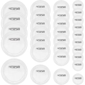 50Pcs 4 Sizes Clear Button Badges Set with Pin, 25/38/45/60mm Acrylic Round Badge Pins Blank Button Picture Custom Design for DIY Making Craft Supplies Christmas Festival Gift