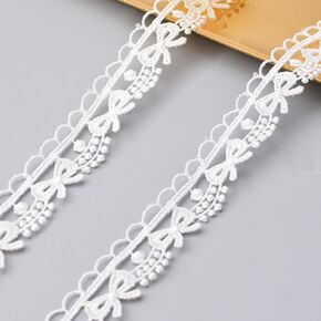 White Bow Lace Trim, 15 Yards Vintage Lace Ribbon Lace Tape for Crafts Wedding Decoration Scrapbooking Gift Box Wide 1.5cm