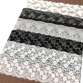 8 Inch Wide Lace Stretch Lace Ribbon Trim Lace Fabric for Table Runner, Garment and DIY Crafts-5 Yards (5 Style)