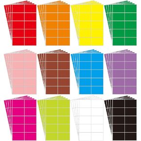 600 PCS Rectangular Colored Labels Stickers,12 Assorted Large Rectangle Color Coding Labels for File Classification,Name Stickers,Use-Moving-Label,Office Supplies.（3 * 2inch）
