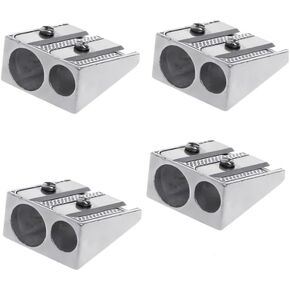 4Pcs Silver Magnesium Pencil Sharpener Survival, 2-Hole Pencil Sharpener, Mini Hand Held Pencil Sharpener, Art Projects Writing and Correction Supplies,Metal Pencil Sharpener, for Schools, Offices