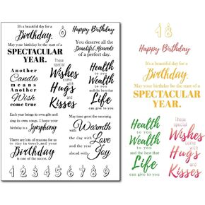 Happy Birthday Verses Clear Stamps for Card Making Birthday Sentiment Silicone Stamps Birthday Candles Transparent Stamp Seal for Scrapbooking Photo and Other Paper Crafts Decoration