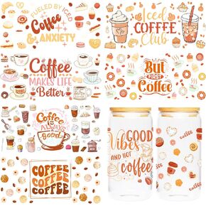 UV DTF Cup Wraps for 16 oz - 8 Sheets Highland Cow UV DTF for Glass, Highland Cow Baby, Sunflower, Rose, Butterfly, Spot Design Rub on Transfer, Creative DIY Gift for Teacher, Student, Office Worker