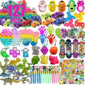 127 Pcs Party Favors for Kids, Treasure Box Toys for Classroom, Treasure Chest for Kids Prizes, Goodie Bags Stuffers Pinata Filler, Carnival Prizes, School Classroom Student Rewards