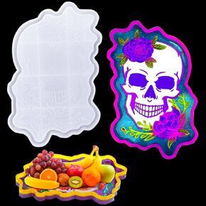 DIYBravo Resin Notebook Cover Mold Skull and Rose for A5, Horror Witchy Devil Silicone Epoxy Resin Mold with 8 Book Rings Binder One Set Filler Paper for DIY Crafts Gift Making (Skull and Rose A5)