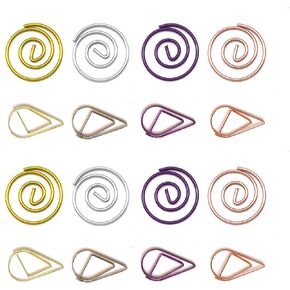 Hesena 100 Pcs Cute Flower Shaped Paper Clips Set, 50 Pcs Floral Paper Clips and 50 Pcs Tulip Paper Clips in Gold, Rose Gold, Purple, and Pink for Office and Home (Flower Shaped)