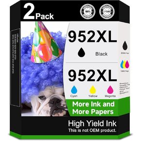 952XL Ink Cartridges Remanufactured Replacement for HP 952 XL hp952 Combo 4 Pack for Officejet Pro 8710 7740 8720 8702 8210 7720 8715 8730 8740 8216 Printer Black Color