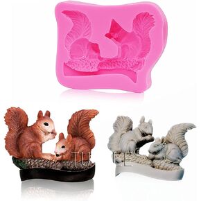 Squirrel Ornaments Silicone Mold for DIY Pendant Luggage Epoxy Mold Trinket Decoration Polymer Candy Desserts Crystal Resin Plaster Bag Tag Crafting Wax Necklace Craft