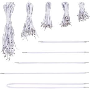 AHANDMAKER 150Pcs Elastic Barbed Cord, 5 Styles Nylon Stretch Loop Band with Metal Ends, Flat Elastic Cord Stretch String with Metal Barbs Fastener for Book Binding Menus Party Hat Badges Signs, Black