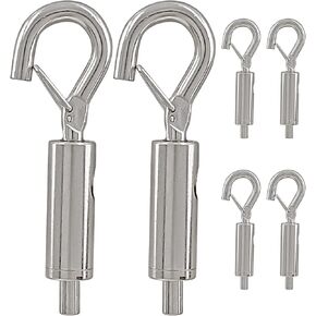 6 PCS Portable Hook, Eye Light Duty Wire Rope Tension for Stainless Steel Cable Guide Wire Rope Light Hanging