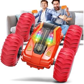 Tecnock Large Remote Control Car for Kids, 1:14 Bigger Size RC Stunt Car with Inflatable Tires, 2.4GHz RC Car with 40-Min Playtime, Double Sided 360° Rotates and Flips, Toys Gift for Boys and Girls