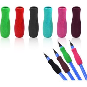 6Pcs Colour Special Supplies Foam Pencil Grips Soft Foam for Adults,Open Slip Insert Pen Paint Brush Holder Ergonomic Right Left-Handed Use for Handwriting, Drawing, Coloring Education and Crafts