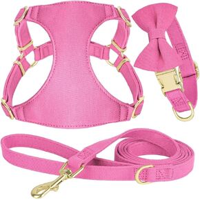 Didog No Pull Dog Harness- Adjustable Lightweight Small Harness Collar and Leash Set, Suitable for Cats Puppies Small Dogs Outdoor Training and Running (Pink, XS)