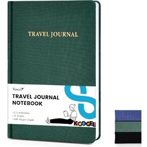 مجلة السفر Koogel Green، 5.7 بوصة × 8.5 بوصة دفتر ملاحظات مسطر للمسافرين خطة غلاف فني لمذكرات السفر 112 ورقة/224 صفحة 80 جرامًا للمتر المربع in Kuwait