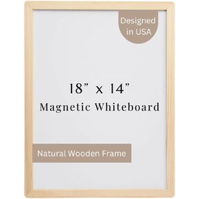 Magnetic 18x14 Dry Erase Board with Wooden Frame, Modern Free Standing or Wall Mounted Design for Office, Learning at Home or in The Classroom