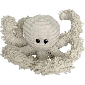 Pet Lou Durable Natural Nubby Plush Dog Toys with Squeaker and Crinkle Paper in Multi-Size (Natural Octopus -M,14 Inch)