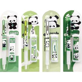 4 Pcs Cute Panda Mechanical Pencils with Refills 0.5mm Mechanical Pencil Kawaii Cartoon Pencils School Pencil for Kids Students Women Girls Boys Pencils (4 Panda Set)