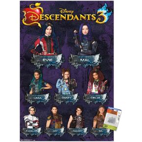 Trends International Disney Descendants 3 - ملصق حائط شبكي، 22.37 بوصة × 34.00 بوصة، حزمة ملصق ودبابيس دفع