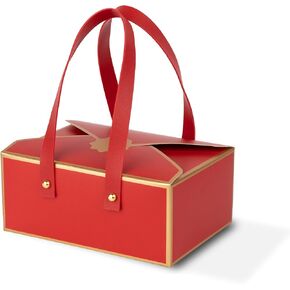 Hammont Gift Boxes for Women - Luxury Gift Box with Faux Leather Handle - 4 Pack of Gift Boxes for Presents – Decorative Bridesmaid Box for Jewelry, Chocolate & Mothers Day – 5"x7"x3" (Pink)