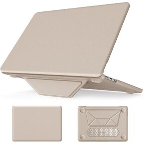 KEROM Stand Case for MacBook Air 13 inch 2025-2022 M4 M3 M2 A3240 A3113 A2681, MacBook Air M4 13 inch Case, PU Leather Hard Shell with Foldable Stand & Keyboard Cover for Mac Air 13.6 inch, Pink