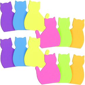 12 Pads Cat Sticky Notes,Cat School Supplies,Cat Gifts for Women, Colorful Sticky Notes 30 Sheets/Pad,Desk Supplies for Women Office Aesthetic Animal Sticky Notes Gifts for Cat Lovers 6 Colors