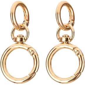 2 Set Key Chain Key Rings Metal Swivel Clasps Keychain Ring Hook, Round Spring Snap Carabiner Clip, O Rings Spring Trigger Hook for Handbag Keys, Lanyards Jewelry Findings DIY Crafts Supplies, Gold