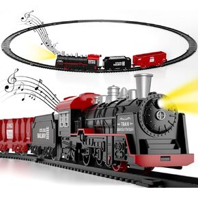 Lucky Doug Christmas Train Set Toys for Kids Toddler Ages 3-5 4-7, Toy Train Set with Light & Sound for Under Christmas Tree, Christmas Toys Train Set for Boys Kids Ages 3-5 4-7 4-8