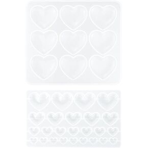 2 Pcs Heart Silicone Mold, Heart Shape Epoxy Mold Heart Resin Molds for DIY Jewelry Pendant Crafts Making